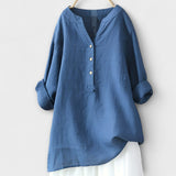 Rosmarie™ | Leinenbluse mit V-Ausschnitt und Knopfleiste