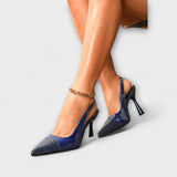 Georgia – Krokodilmintás, slingback tűsarkú cipő