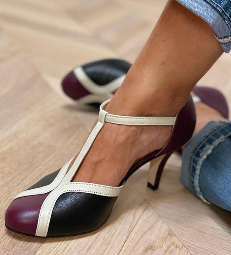 Aria – Retro T-bar magas sarkú cipő