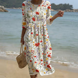 Cristina - Maxikleid mit Rundhalsausschnitt und Blumenmuster