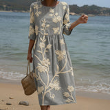 Ana - Midi-Kleid mit Pflanzen- und Blumenmuster