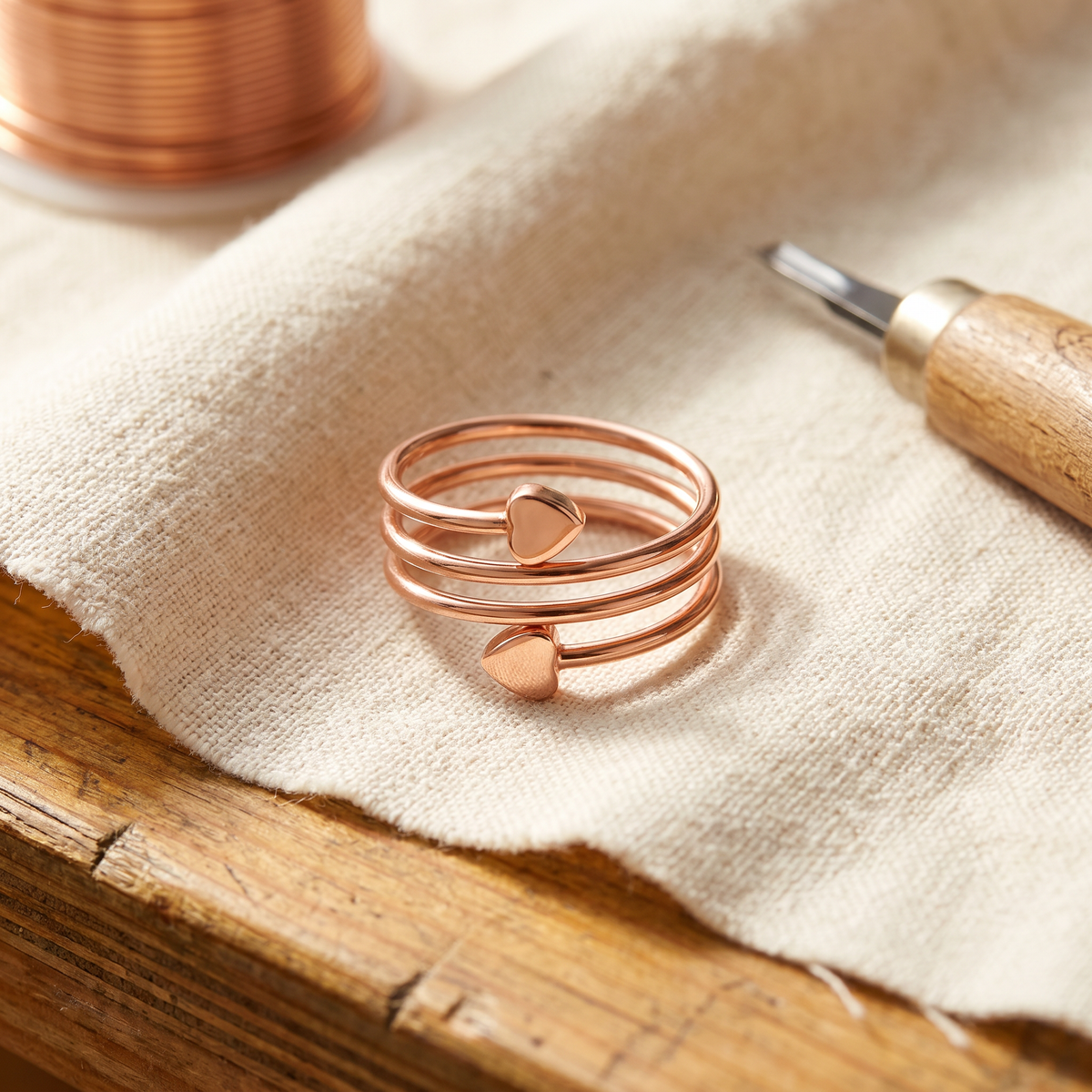 The warm, reddish shade of copper