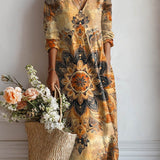 Helga™ | Okkersárga Mandala mintás Boho Ruha