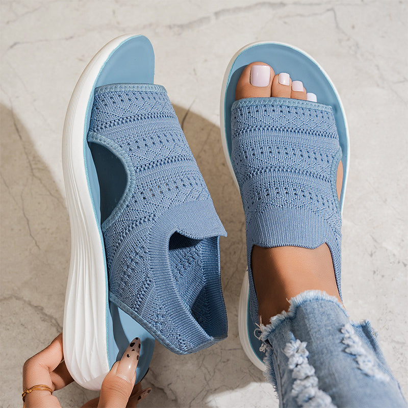 Anne | Sandalen mit Plateau und Strickobermaterial